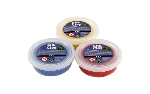 Creativ Company Modellier-Set Silk Clay 3 x 14 g Gelb; Rot; Blau