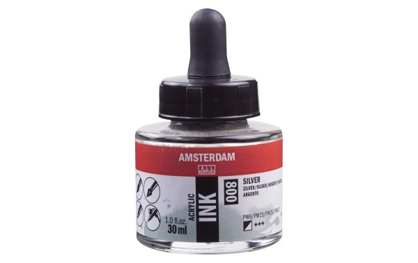 Amsterdam Acryltinte 800 Silber, 30 ml