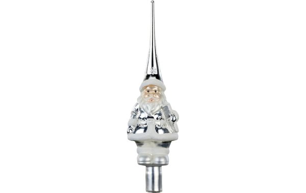 INGES CHRISTMAS DECOR Baumspitze Santa Frosty Silver 28 cm, Silber/Weiss