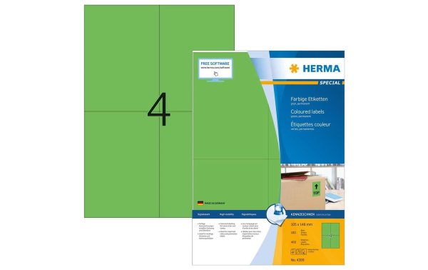 HERMA Universal-Etiketten 105 x 148 mm Grün, 400 Etiketten