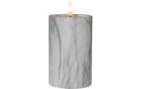 Star Trading LED-Kerze Pillar Flamme Marble Ø 7.5 x 15 cm, Grau