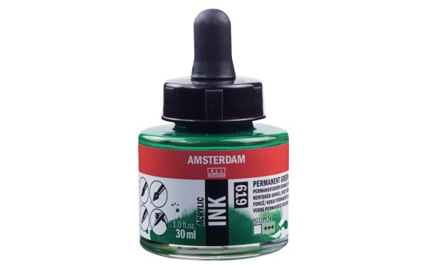 Amsterdam Acryltinte 619 Dunkelgrün, 30 ml