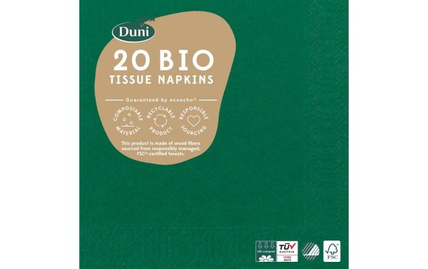 BioPak Papierservietten 24 cm x 24 cm, 20 Stück, Grün