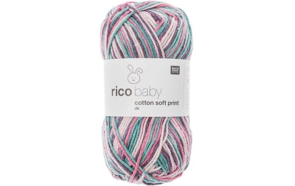 Rico Design Wolle Baby Cotton Soft Print 50 g, Rosa; Türkis