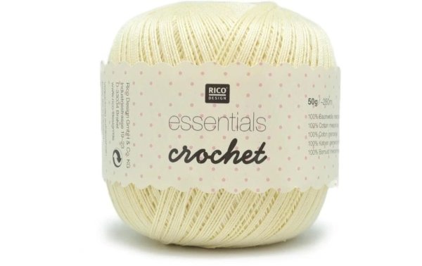 Rico Design Häkel- und Strickgarn Essentials Crochet 50 g, Vanille