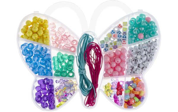Glorex Perlen-Set Schmetterling Kunststoff, ca. 510 Stk, Mehrfarbig