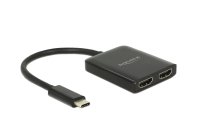 Delock Multiadapter USB-C - 2x HDMI out 4K 30Hz Splitter Schwarz