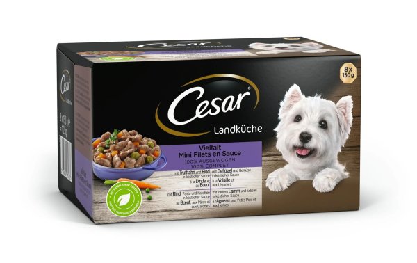 Cesar Nassfutter Landküche in Sauce, 8 x 150 g