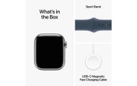 Apple Watch Series 9 41 mm LTE Silber Sport Sturmblau S/M