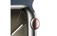 Apple Watch Series 9 41 mm LTE Silber Sport Sturmblau S/M
