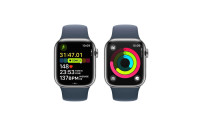 Apple Watch Series 9 41 mm LTE Silber Sport Sturmblau S/M