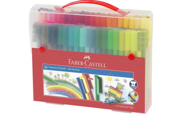 Faber-Castell Filzstift Connector 80-teilig, Mehrfarbig