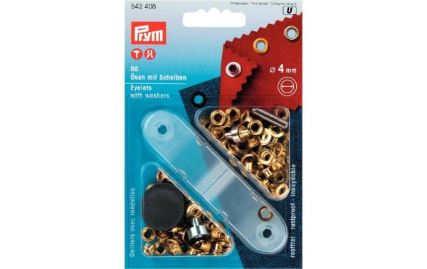 Prym Ösen + Scheiben 4 mm, Gold, 50 Stück