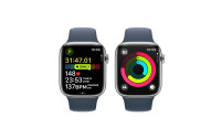 Apple Watch Series 9 45 mm LTE Silber Sport Sturmblau M/L