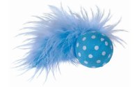 Nobby Katzen-Spielzeug Ball mit Rassel und Feder, 4 cm, Blau