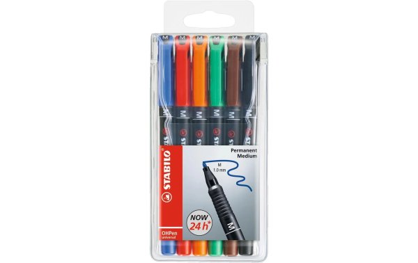 STABILO Folienstift OHPen universal M permanent 6 Stück, Mehrfahrbig