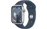 Apple Watch Series 9 45 mm LTE Alu Silber Sport Sturmblau...