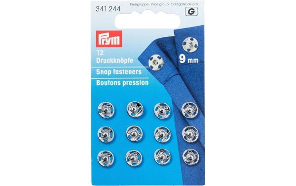 Prym Druckknöpfe Ø 9 mm, Silber, 12 Stück