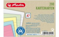 Herlitz Karteikarten A7 liniert farbig, 200 Stk.