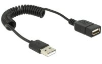 Delock USB 2.0-Spiralkabel  USB A - USB A 0.6 m