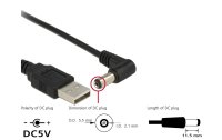 Delock USB-Stromkabel USB A – Hohlstecker 5.5/2.1mm 1.5 m