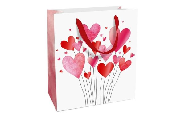 Braun + Company Geschenktasche Lovely Hearts 18 x 21 x 8 cm, Weiss/Rot