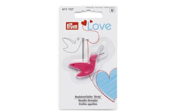 Prym Einfädler Love Birdy Pink, 2.5 cm x 4.5 cm