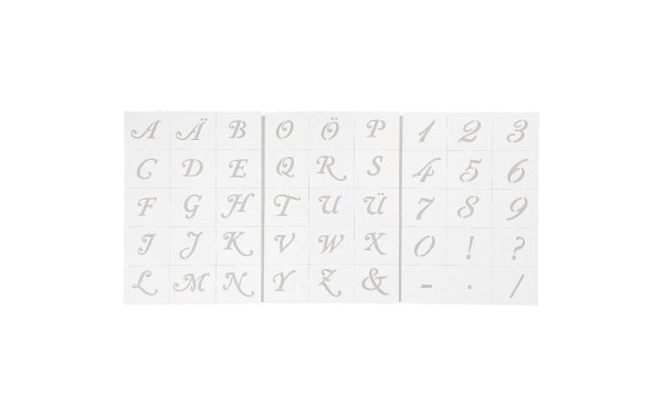 Creativ Company Schriftschablone Buchstaben und Zahlen 3 Blatt