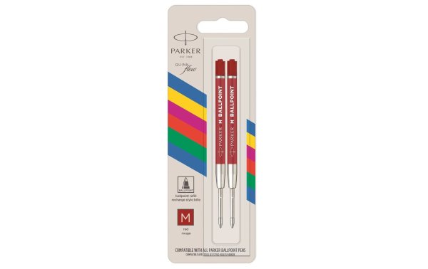 Parker Schreibmine Quinkflow Medium (M), Rot, 2 Stück