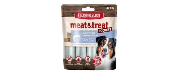 Fleischeslust Leckerli Meat & Treat Pockets Lachs, 4 x 40 g