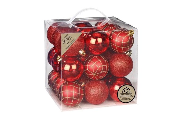 INGES CHRISTMAS DECOR Weihnachtskugel Rot-Mix Ø 6 cm 27 Stück