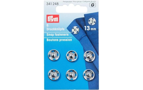 Prym Druckknöpfe Ø 13 mm, Silber, 6 Stück