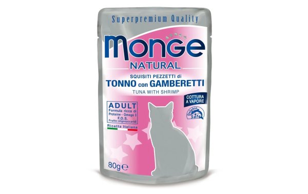 Monge Nassfutter Natural Adult, Thunfisch & Garnelen, 80 g