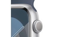 Apple Watch Series 9 45 mm Alu Silber Sport Sturmblau S/M