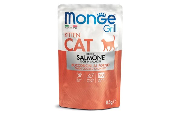 Monge Nassfutter Grill Kitten, Lachs, 85 g