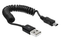 Delock USB 2.0-Spiralkabel  USB A - Mini-USB B 0.6 m