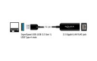 Delock Netzwerk-Adapter USB-A – RJ45, 2.5Gbps Schwarz