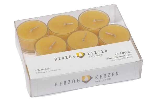 Herzog Kerzen AG Teelichter Bienenwachs Ø 4 cm, 9 Stück