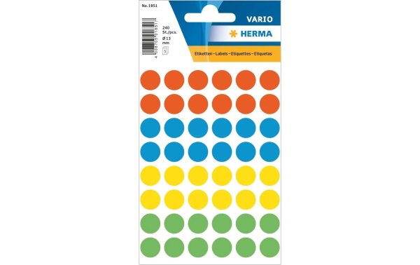 Herma Stickers Klebepunkte Vario Ø 13 mm, Mehrfarbig