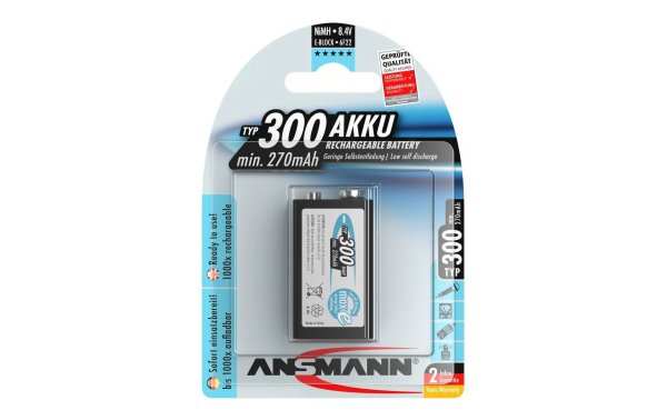 Ansmann Akku 9V E-Block Typ 300 Blister 270 mAh