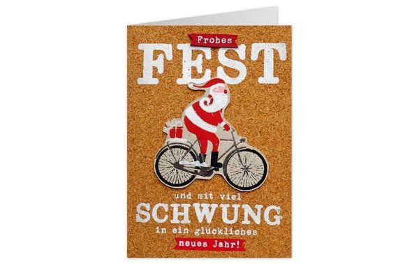 Sheepworld Weihnachtskarte Fahrrad mit Couvert, 11.6 x 16.6 cm