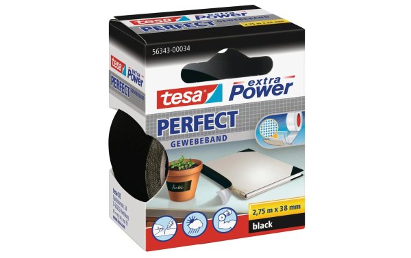 tesa Klebeband extra Power Perfect 38 mm x 2.75 m, Schwarz