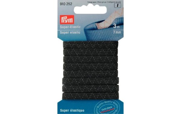 Prym Elastikband Schwarz, 3 m x 7 mm