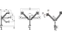 Multibrackets Tischhalterung Gas Lift Arm Dual bis 10 kg – Silber