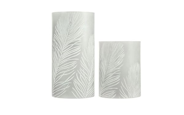 Pauleen LED-Kerzen Set Cosy Feather, Ø 7.6 cm, Grau/Weiss, 2 Stk.