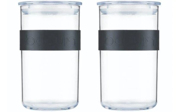 Bodum Vorratsglas Presso 2 Stück, 1 l, Schwarz/Transparent