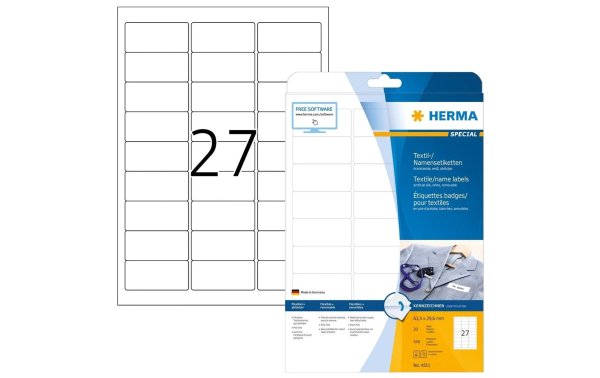 HERMA Namensetiketten 4511 63.5 x 29.6 mm, Weiss