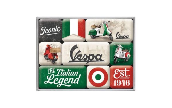 Nostalgic Art Magnet-Set Vespa 9 Stück, Mehrfarbig