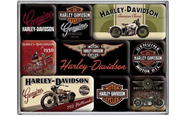 Nostalgic Art Magnet-Set Harley Davidson 9 Stück, Mehrfarbig