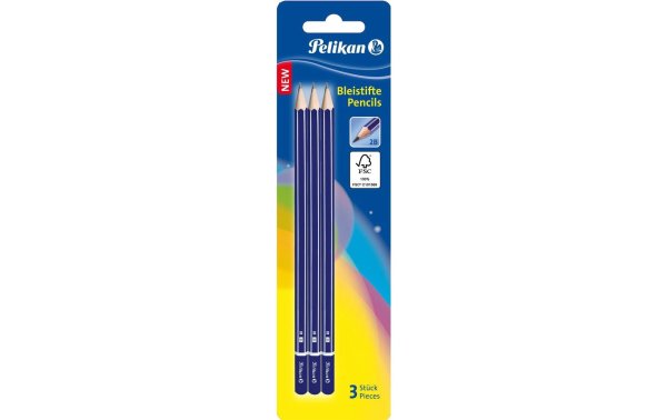 Pelikan Bleistift 2B, Blau, 3 Stück